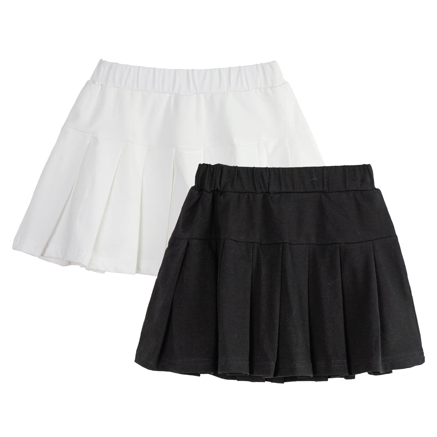 Rolanko 2 Piezas Falda Plisada Corta Niña Algodón con Cintura Elástica Falda Verano con Pantalón Interior