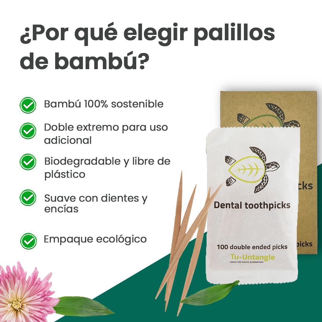 Palillos Dentales de Madera | Palillos Ecológicos y Biodegradables para Dientes y Encías (Paquete de 5×100)