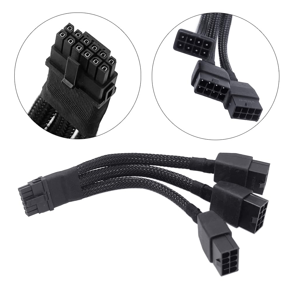 Gintai Cavo GPU 16Pin a 3X 8 Pin Pcie Extension- Adattatore 16AWG PCIE 5.0 12VHPWR 600W 16 Pin 12+4Pin per Scheda Grafica RTX 4090 4080 3090TI 4070Ti (3 x 8PIN)