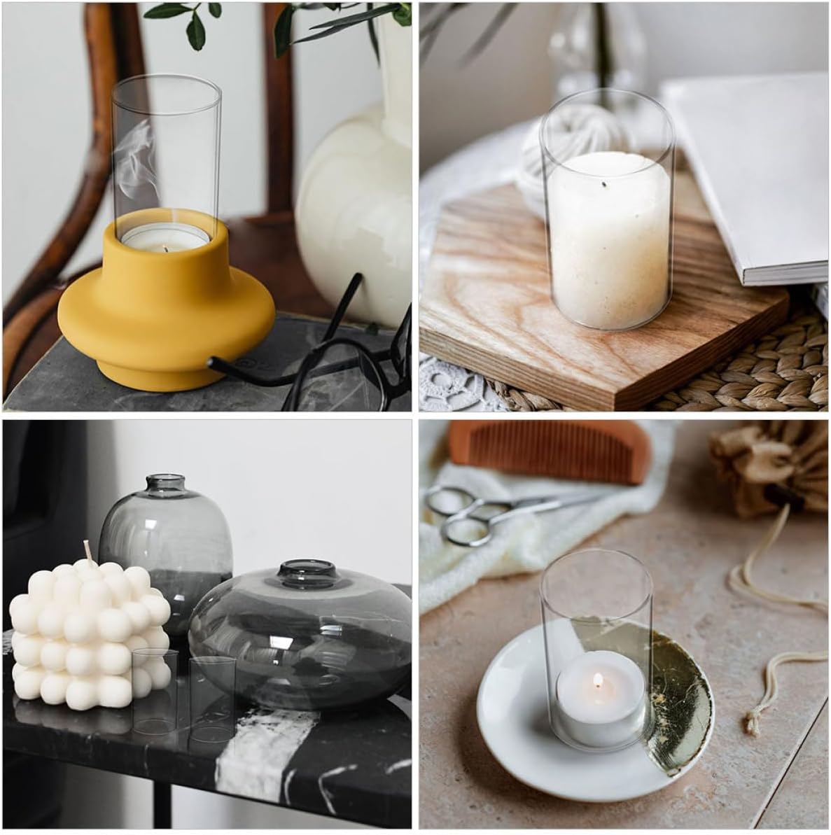 3pcs Glass Candle Cover Open Ended Candle Covers Home Decorative Holder Sleeves for Taper Holders