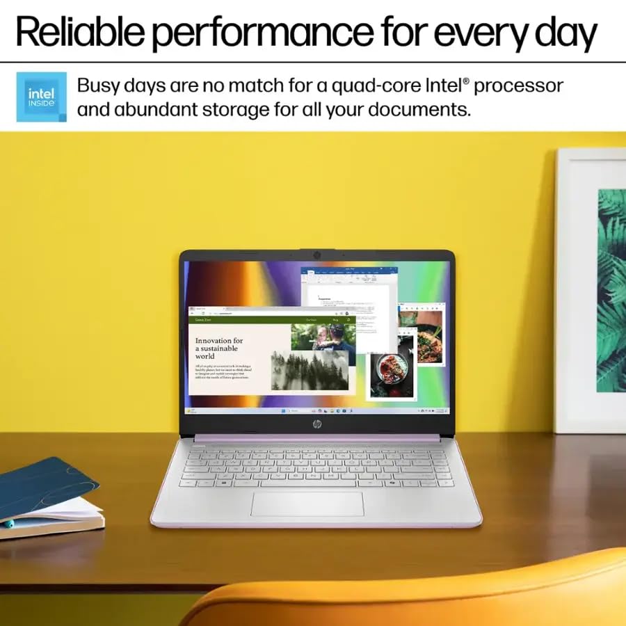 Image of HP 14 Inch Laptop, 2025 New Student Business Laptop, Intel N150(Beats N4120), 16GB RAM, 384GB Storage(128GB UFS+256GB MSD), Copilot AI, Wi-Fi 6, Windows 11 Pro, 1-Year Office 365, Honey Lavender