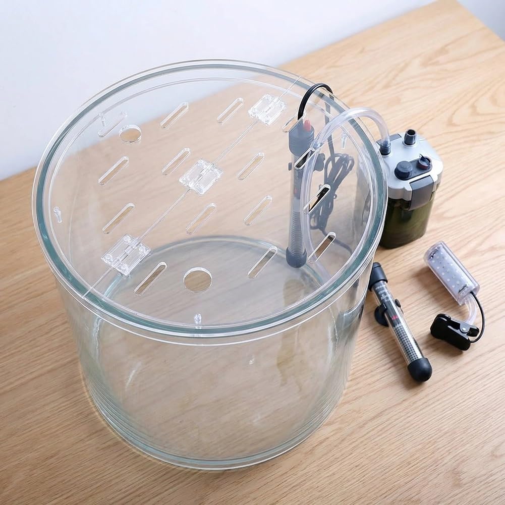 Rygcrud Acrylique Transparent Couvercle Rond pour Aquarium, Conception À Charnières Et en Deux Parties, Évite Les Sauts Et Empêche Le Chat D'attraper Les Poissons, Personnalisable(80cm)