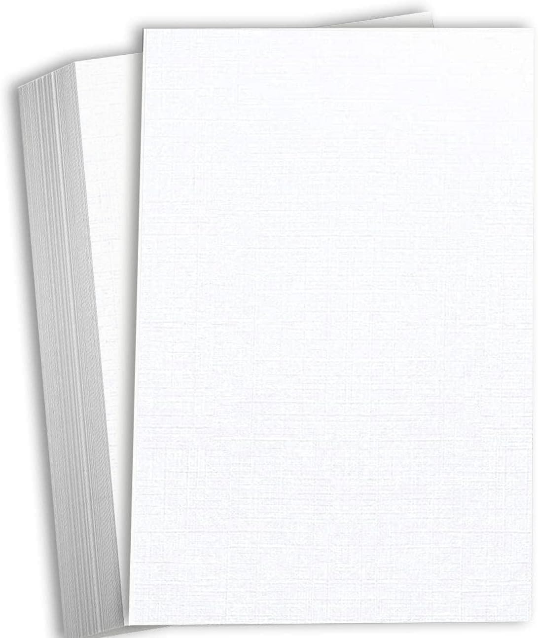 Hamilco White Linen Textured Cardstock Thick Paper Legal Size 8 1/2" x 14" Card Stock 80lb Cover 25 Pack