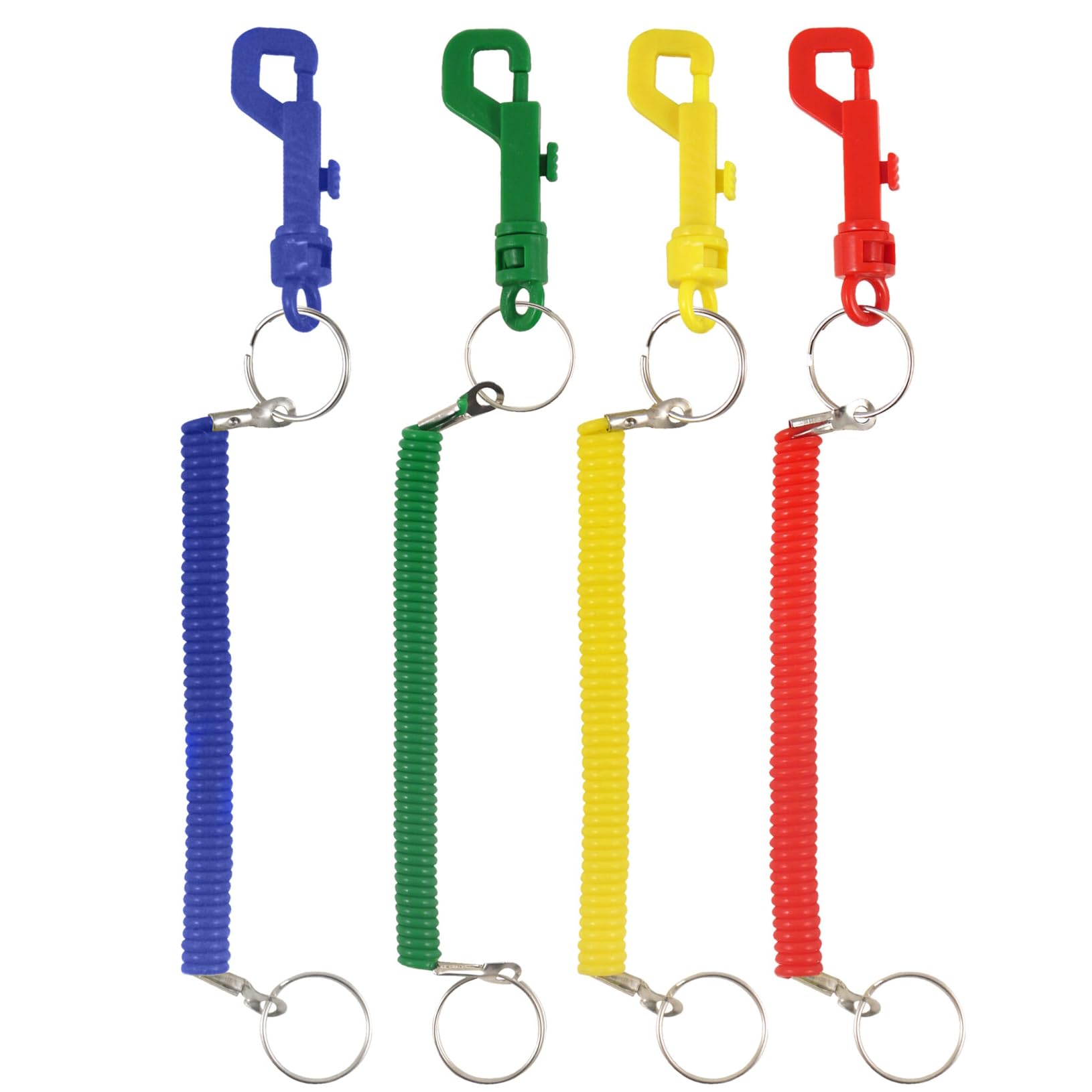 HENBRANDT Spiral Keyring With Hook & Split Ring (Pack of 4, Multi-Colour)