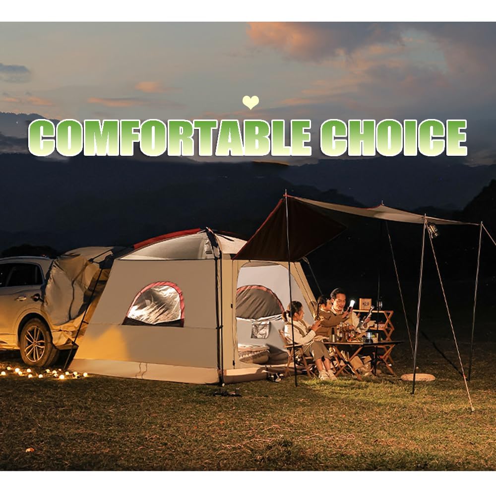 Tenda impermeabile per SUV e furgoni, tenda a cupola posteriore con portico e telo di fondo cucito, ideale per campeggio all'aperto e viaggi