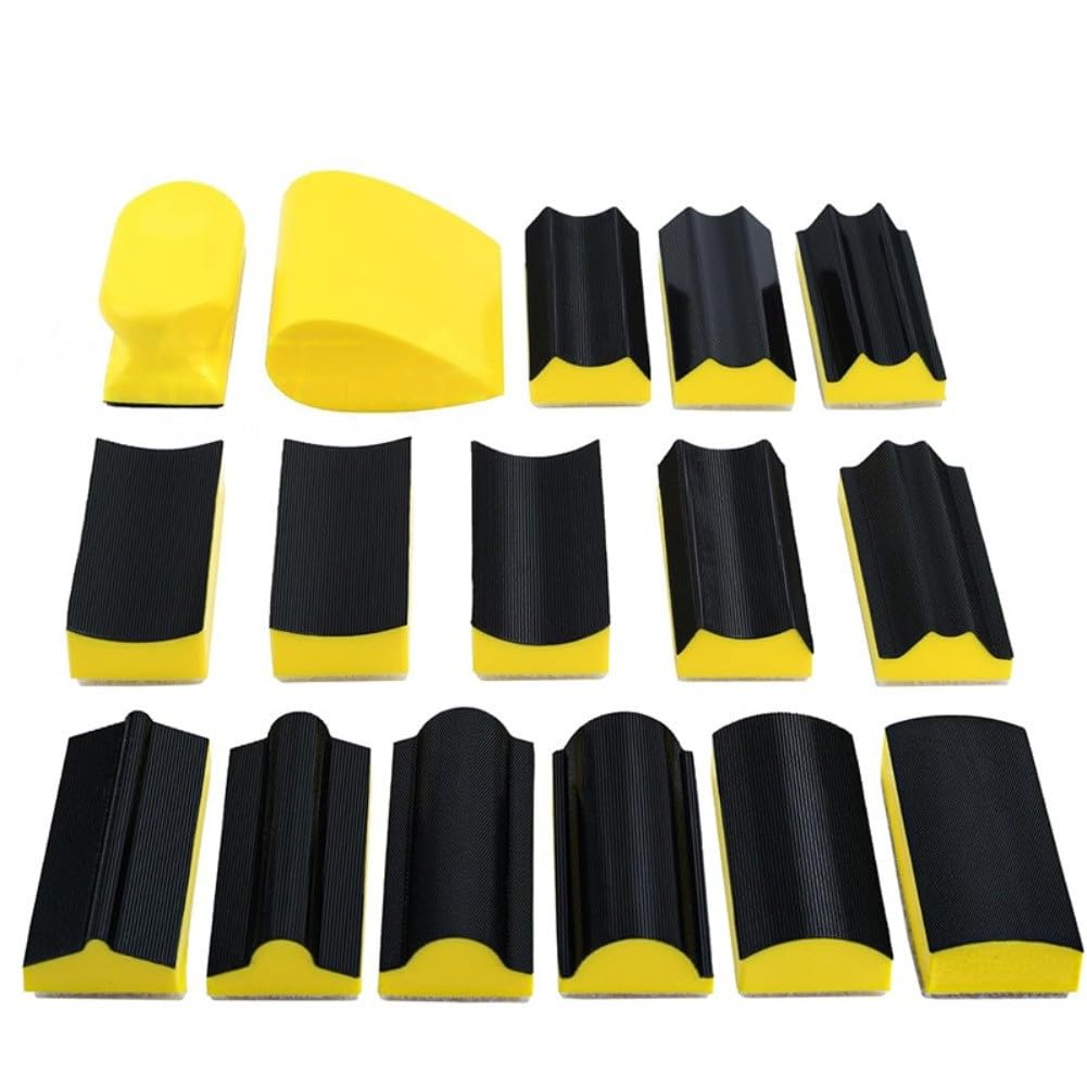 Juego de 16 bloques de lija de mano con 40 hojas de papel de lija para carrocería, carpintería, muebles y más. Herramienta de lijado versátil para obtener resultados perfectos.