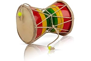 Handmade Wooden & Leather Classical Indian Folk Damaru Hand Drum Set