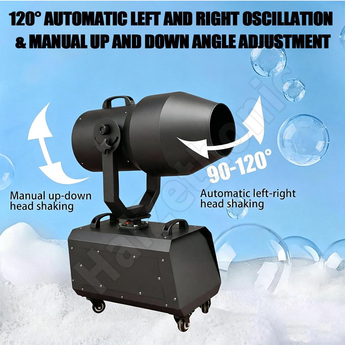 2000w Generatore Schiuma,Portata di 20 M³/Min | 120° Agitazione Automatica Della Testina,Area 50-80 M²,Per Giardino/Piscina/Eventi All'aperto/Compleanni/Celebrazioni