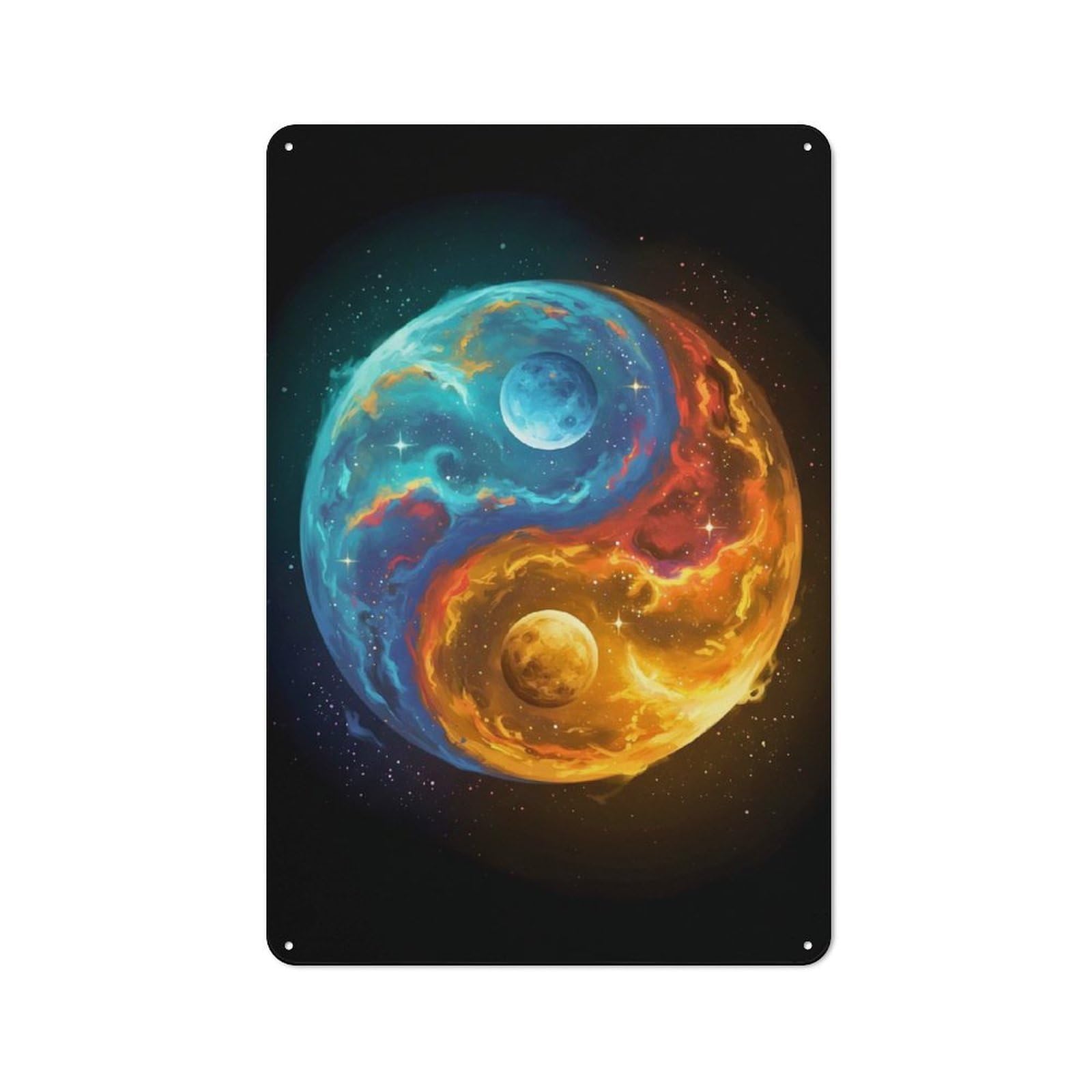 Junmoney Yin Yang Space Rustic Metal Wall Sign 30X20cm For Kitchen Or Home Bar, Suited To Home Bar Enthusiasts