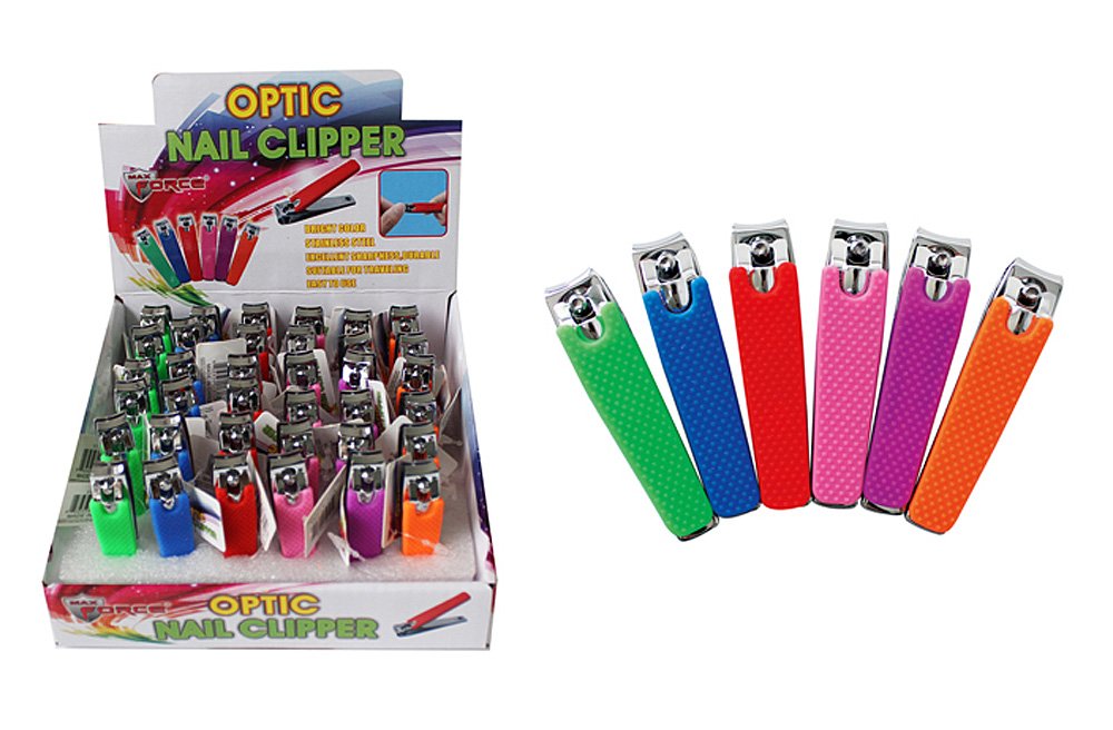 Diamond Visions Max Force 11-1315 Optic Nail Clipper with Silicone Grip Multipack Set in Assorted Colors (4 Nail Clippers)