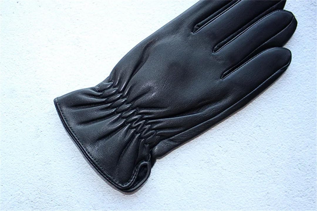Guanti invernali da donna in pelle di pecora caldi Plus pile ispessimento esterno moto equitazione guanti con bottone stile 11