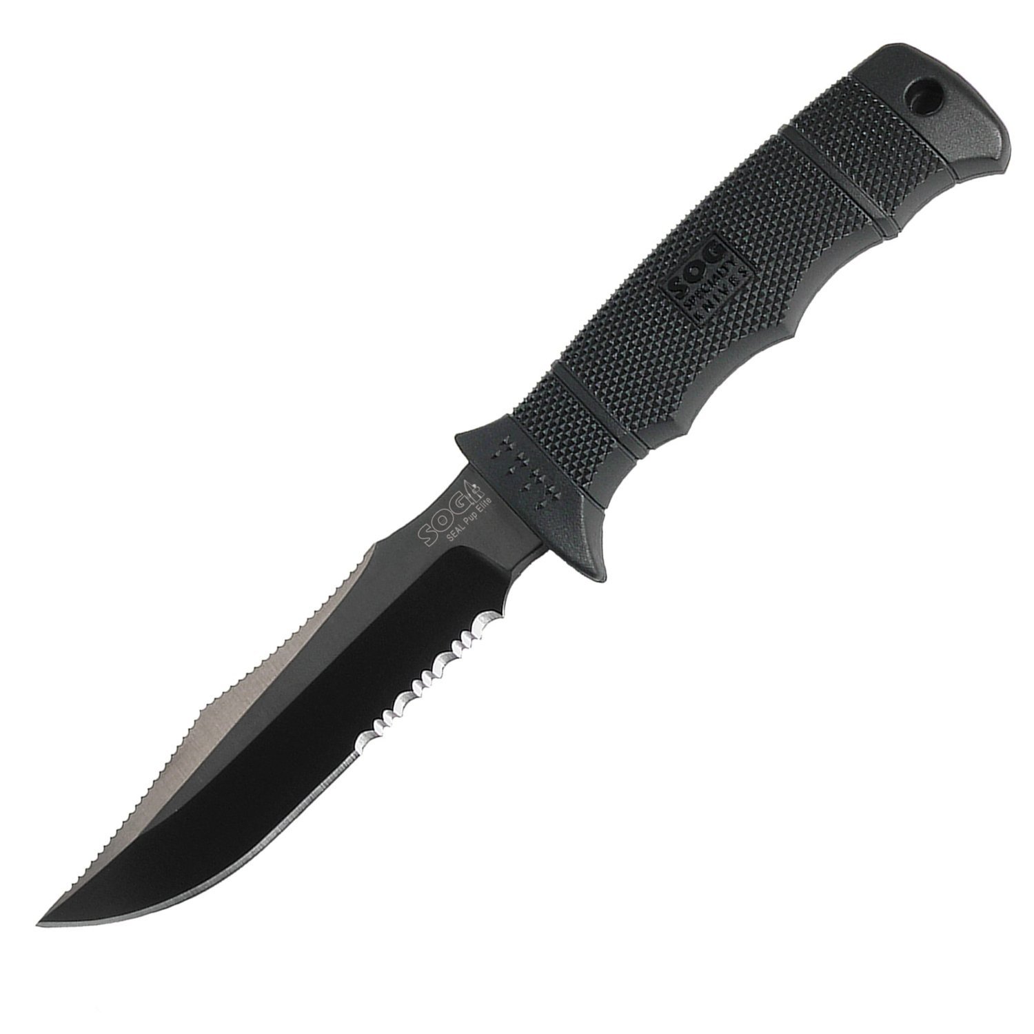 SOG E37TN-CP Seal Pup Elite-Nylon Sheath-black TiNi Partial Serrated