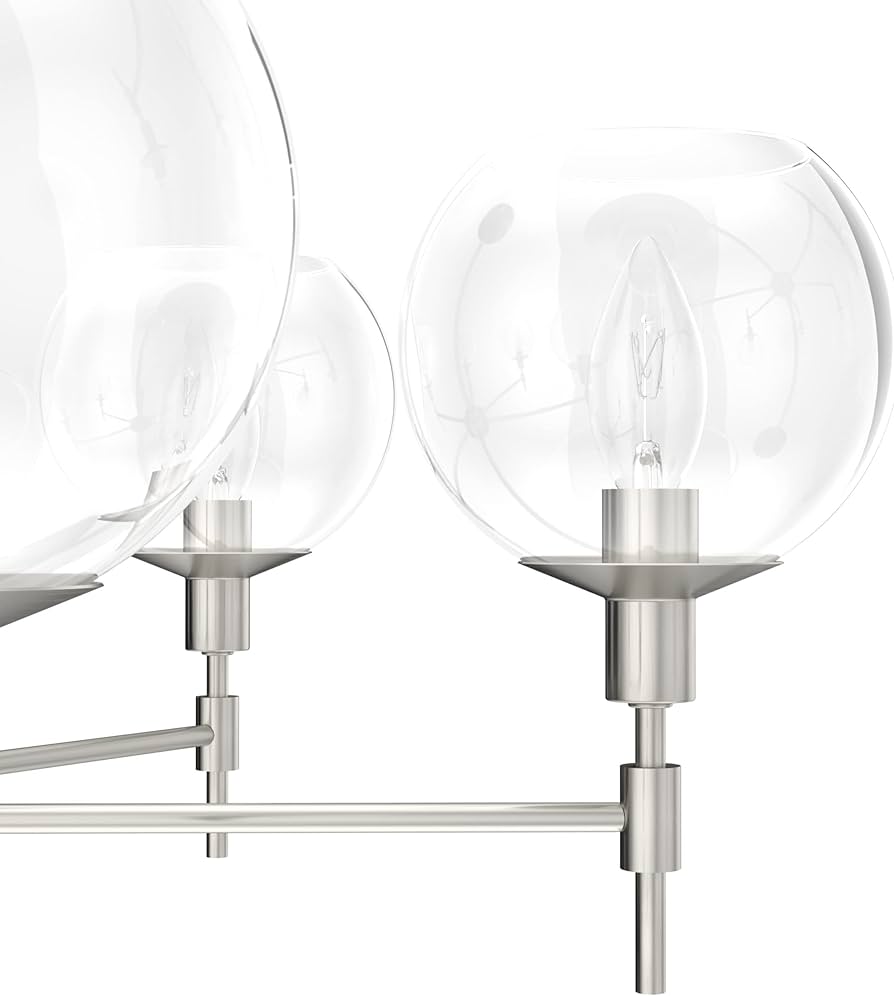 Hunter - Xidane 6-light Brushed Nickel, Large Chandelier, Dimmable