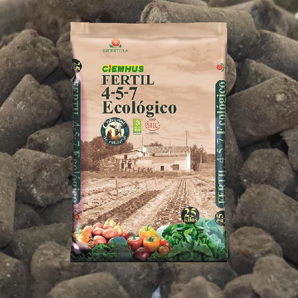 Infertosa | Compost de Materia Orgánica Sólida, 25 KG, Fértil 4-​5-​7 Pelletizado, Ecológico, Apto para Uso en Agricultura Ecológica - CIEMHUS