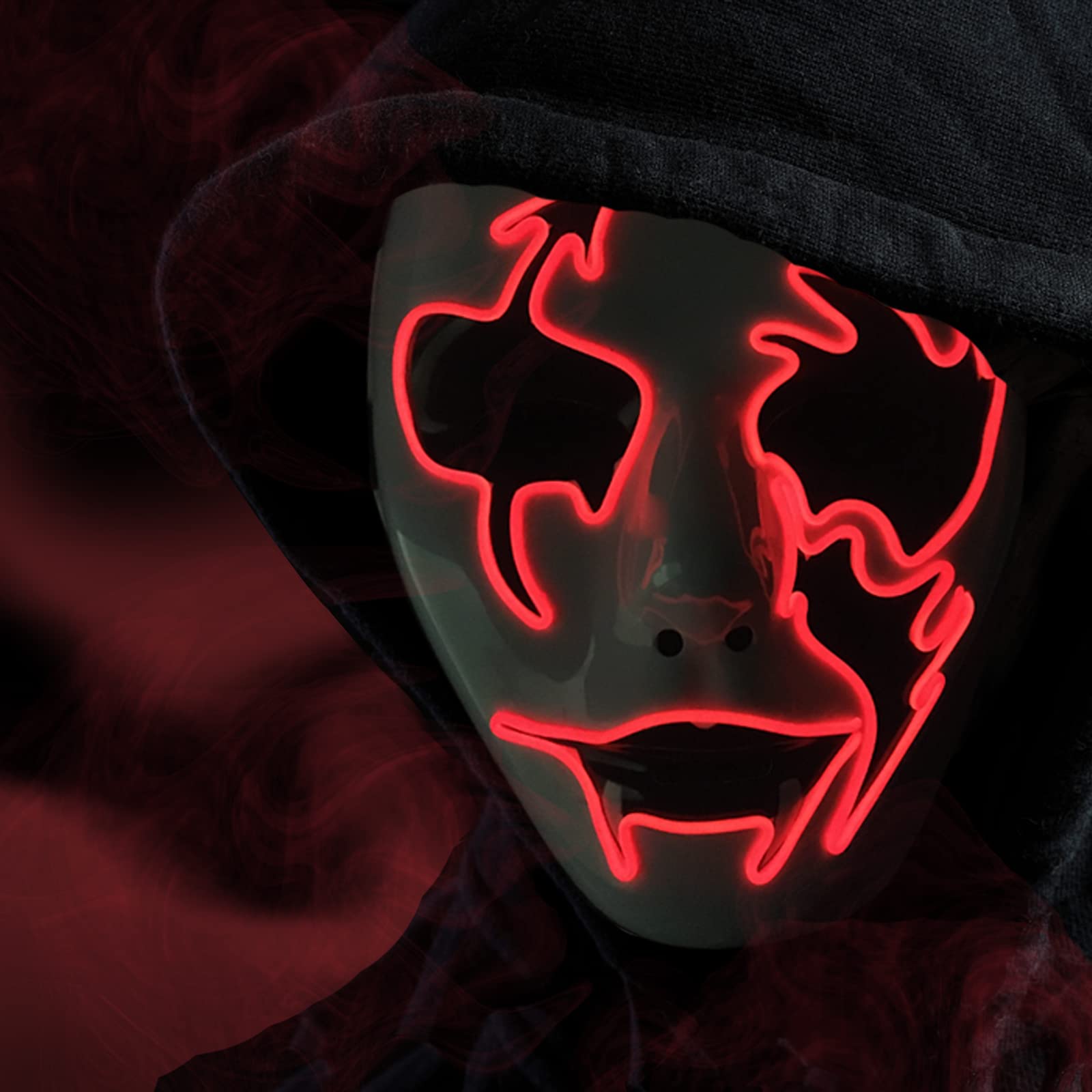 Wetufin- Halloween Purge Mask LED Light Up Scare Glow EL Wire Masks for Festival Party Gifts for Man