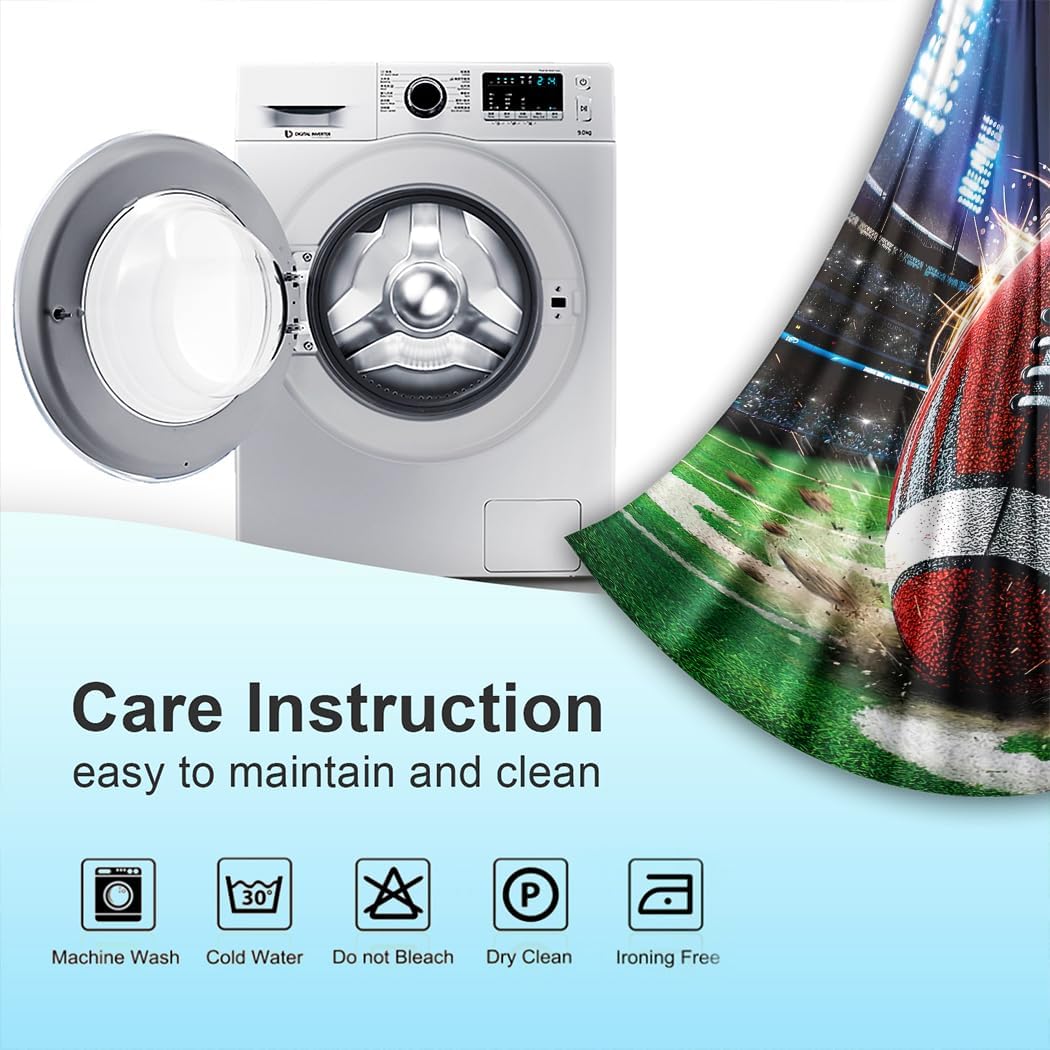 Curtains 42 x 63 inch Blackout Curtains Top Grommet Darkening Window Curtains (2 Panel) for Room Football Game Sports Competition Rugby Sport