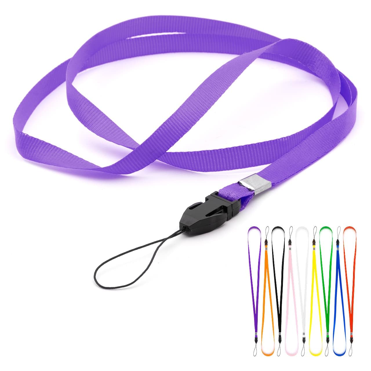 CKB LTD Lanyards Neck Strap ID Badge Holders Loop Clip 48cm for Gym Key Name Tag Badge Pass Holder USB Flash Drive Cell Phone Key ID Card Badge and Small Electronic Device (Purple, Pack of 100)