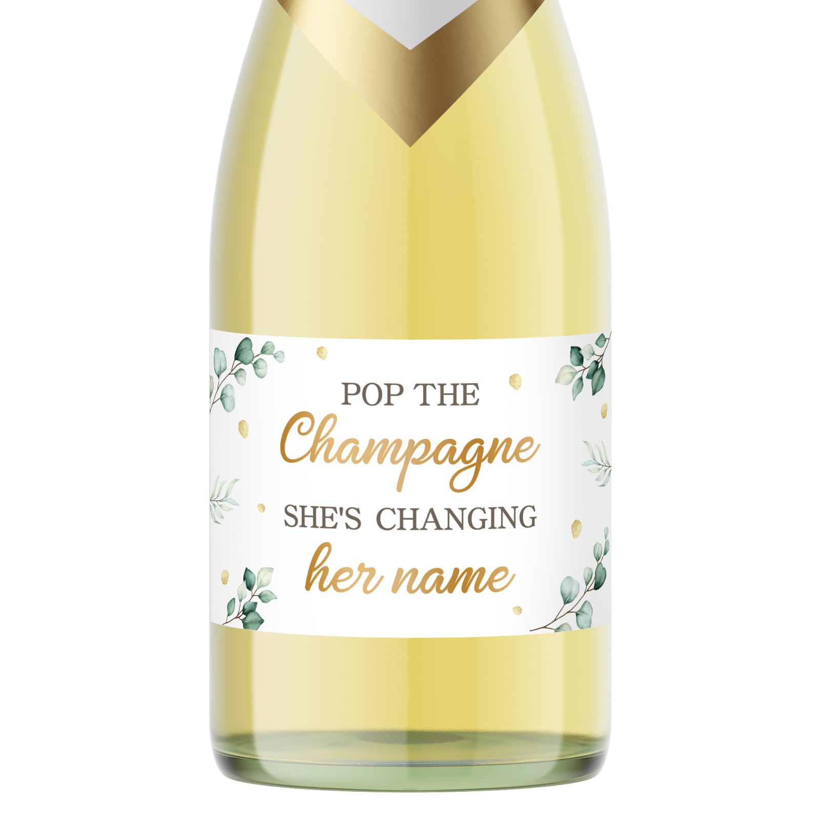 Bachelorette Mini Champagne Bottle Labels, Pop The Champagne She is Changing Her Name Bridal Shower Party Decorations Stickers - Set of 20