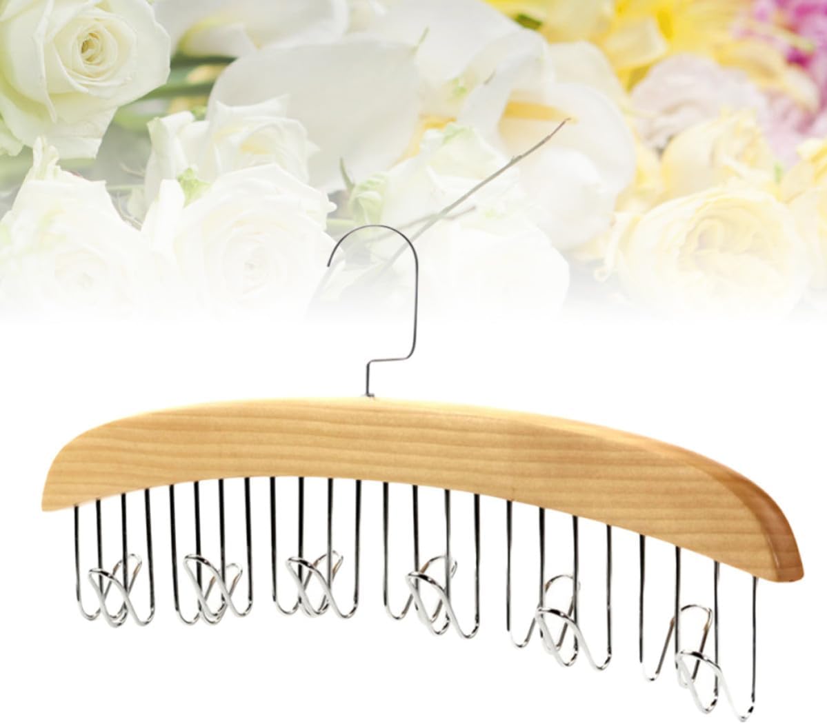 Multifunctional Tie Hanger Solid Wood with 12 Hooks for Closet