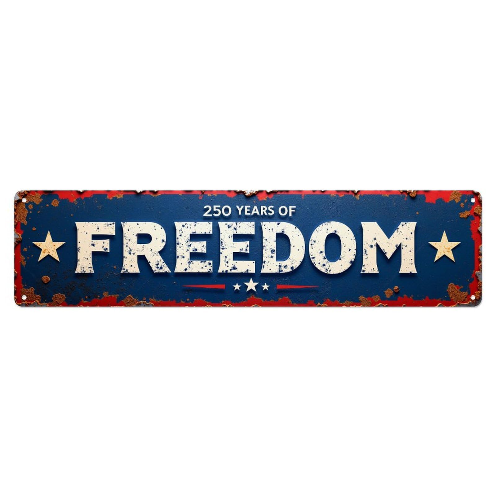 Freedom Stars Stripes Rustic Patriotic Metal Tin Sign Plaque