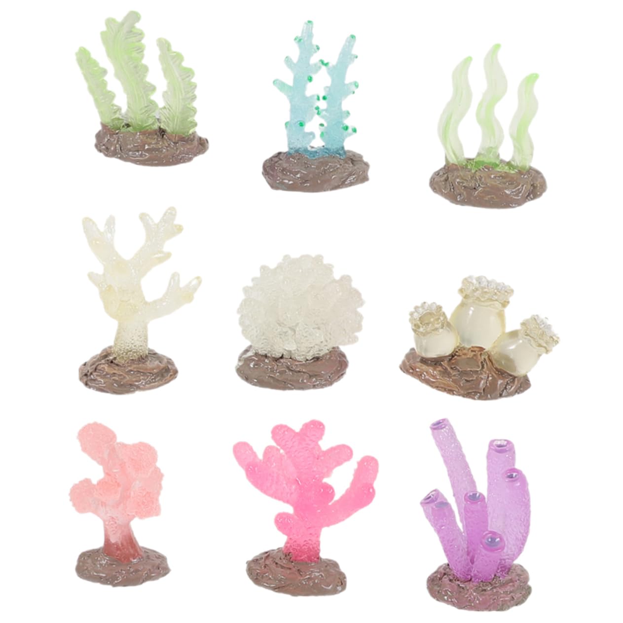 GANAZONO 36piezas Decoración Coral De Acuario Brillante Adornos De Coral Simulados para Peceras y Tanques De Agua Salada Decoración De Paisaje Acuático
