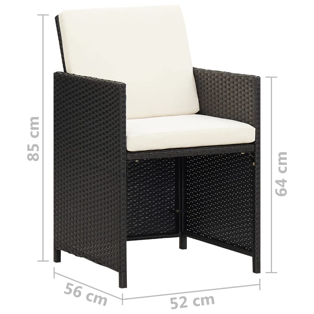 vidaXL 4X Chaises de Jardin Fauteuils de Patio Chaises de Salle à Manger d'Extérieur Sièges à Dîner de Terrasse Résine Tressée Noir
