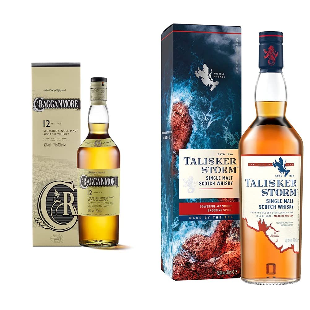 Cragganmore Whisky Escocés - 700 ml + Talisker Storm, whisky escocés single malt, 700 ml