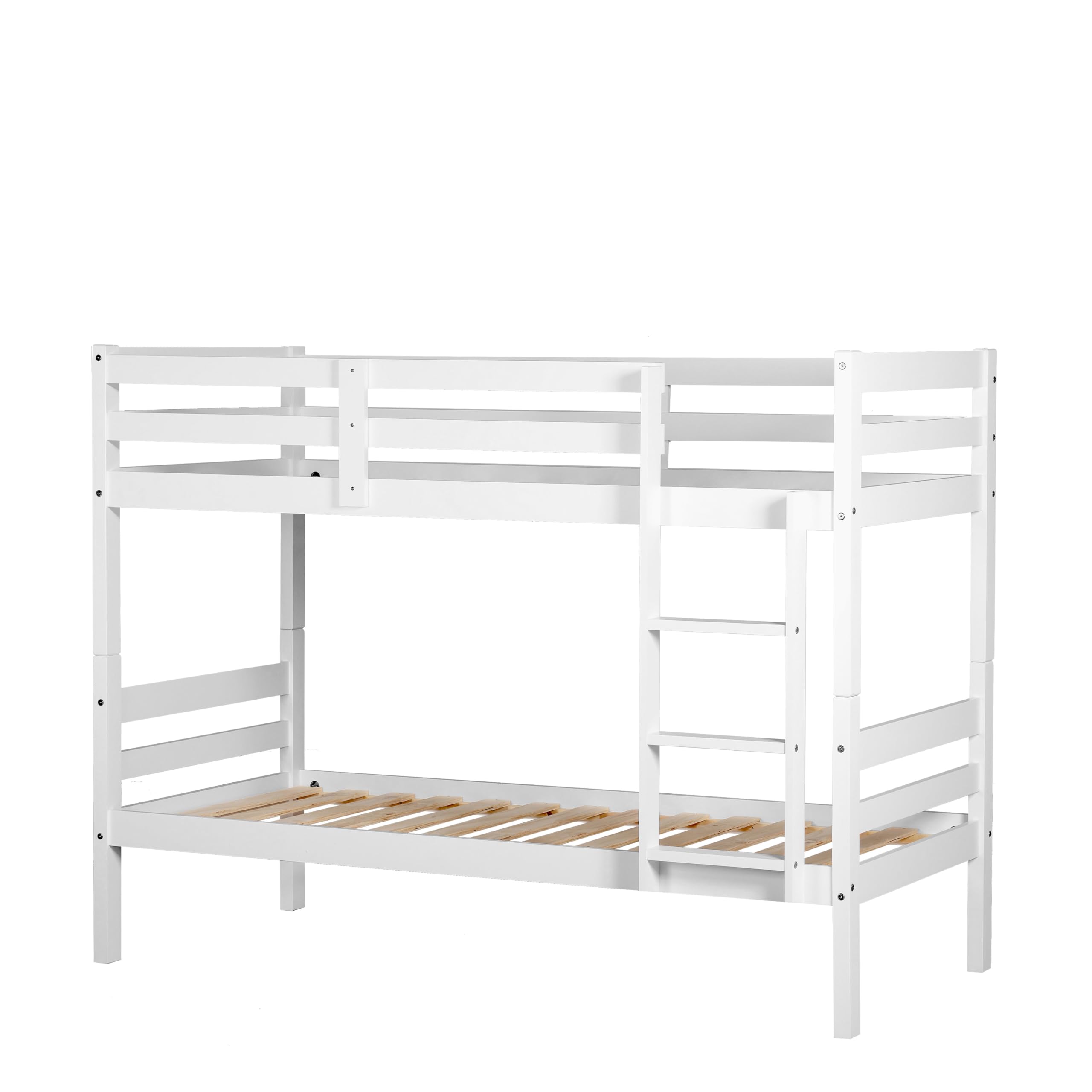 Buyqualia - Litera de Madera Color Blanco Abierto 154x98,5x198,5 cm | Cama Doble Compacta con Diseño Clásico para Niños y Adultos | Estructura de Pino Macizo Resistente | para Niños y Adultos