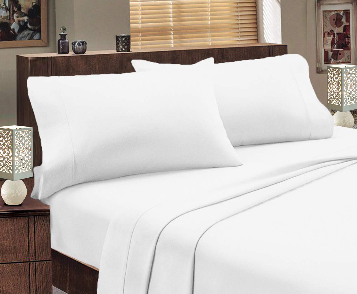 eirene threadzEXTRA DEEP WHITE COLOUR PAIR OF PILLOW CASES 180TC LUXURY PERCALE QUALITY S&B