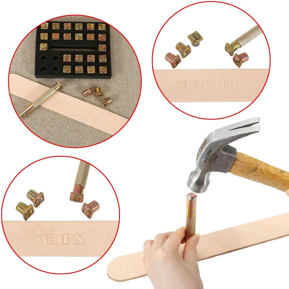 OwnMy Capital Letters Stamp Set, 1/2” / 13mm Alphabet Stamp Tools Set Leather Craft Stamping Tools Leather Art Craft Tool (13mm - 27pcs)
