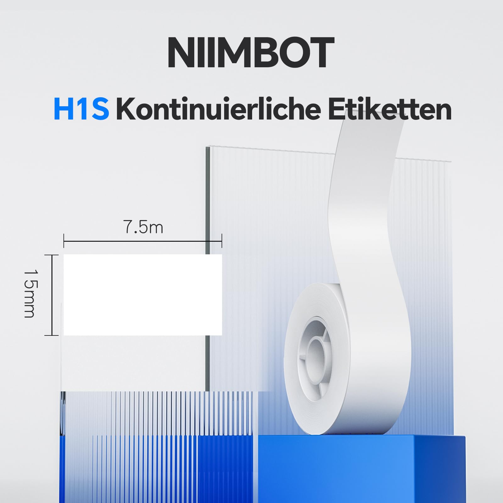 Rouleau D'étiquettes Autocollantes NIIMBOT H1S - 15 Mm X 7,5 M, Papier Thermique Transparent - Pour école, Bureau, Organisation