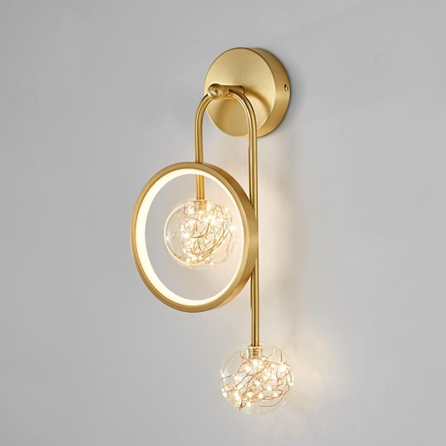 KBUUKYYXouy Wall Sconce Modern Wall Lamp Creative Square Wall Light Fixture Mid Century Brass Metal with Acrylic Lampshade Farmhouse Wall Lantern for Study Room Living Room,Gold(Gold)