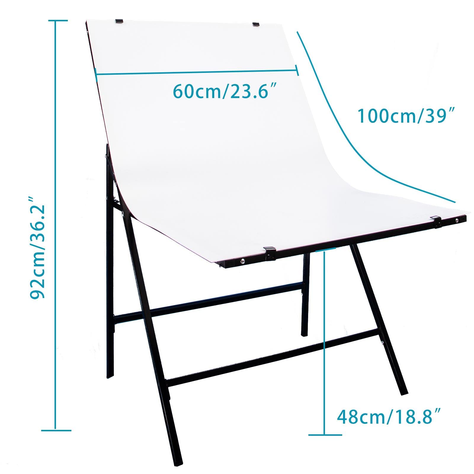 60X100cm Tabelle per Fondali per La Fotografia di Prodotti, Pieghevole Alluminio Fotografico Tabella con Tre PVC Sfondi, Tavoli da Tiro con Sfondo Fotografico per Still Life di Ripresa del Prodotto