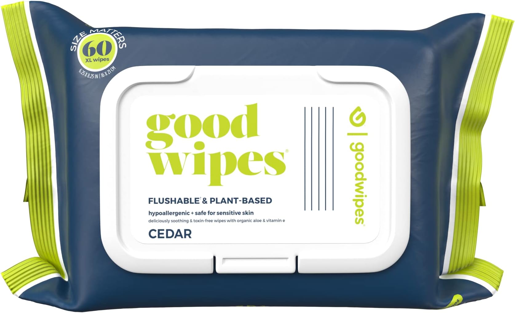 Goodwipes Flushable Butt Wipes, Cedar Scent with Botanicals, Dispenser for At-Home Use, with Aloe, Septic and Sewer Safe & Never Dries Out (60 Count)
