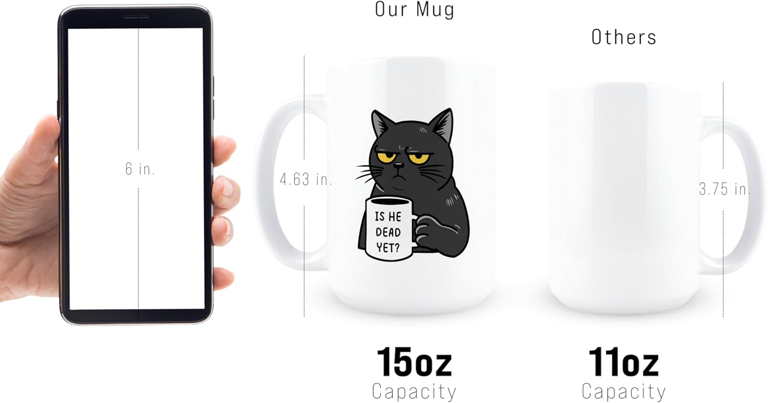 Hogg Is He Dead Yet Coffee Mug, 15 oz Ceramic FDT Cup, Is He Dead Yet, FDT Mug, Fuck You Coffee Cups, Black Cat, Gifts for Coworkers, Funny Gifts for Liberal, Anti MAGA Merchandise - Image 4