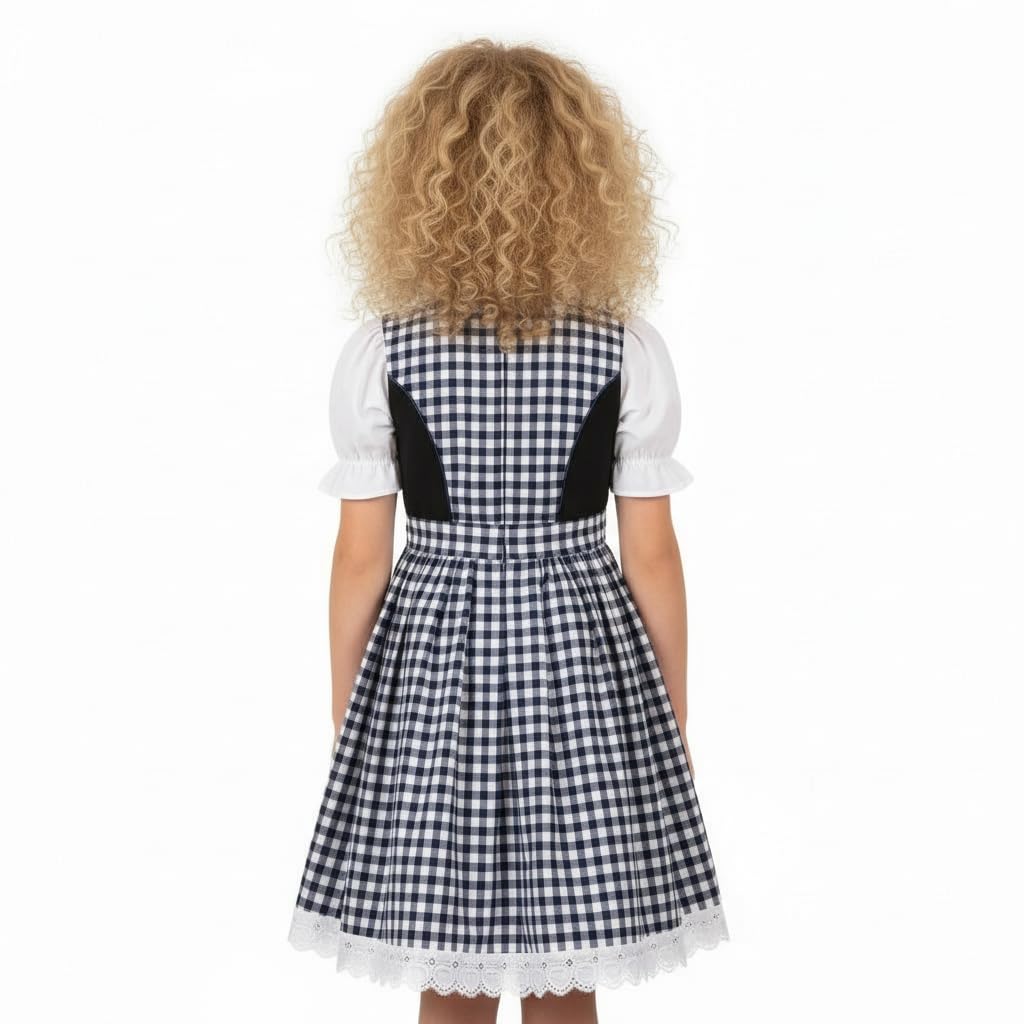 Alte Liebe Mädchen Dirndl Set 3-teilig Klassisches Kinder Trachtenkleid mit Bluse & Schürze – Oktoberfest/Festlich – 92–152