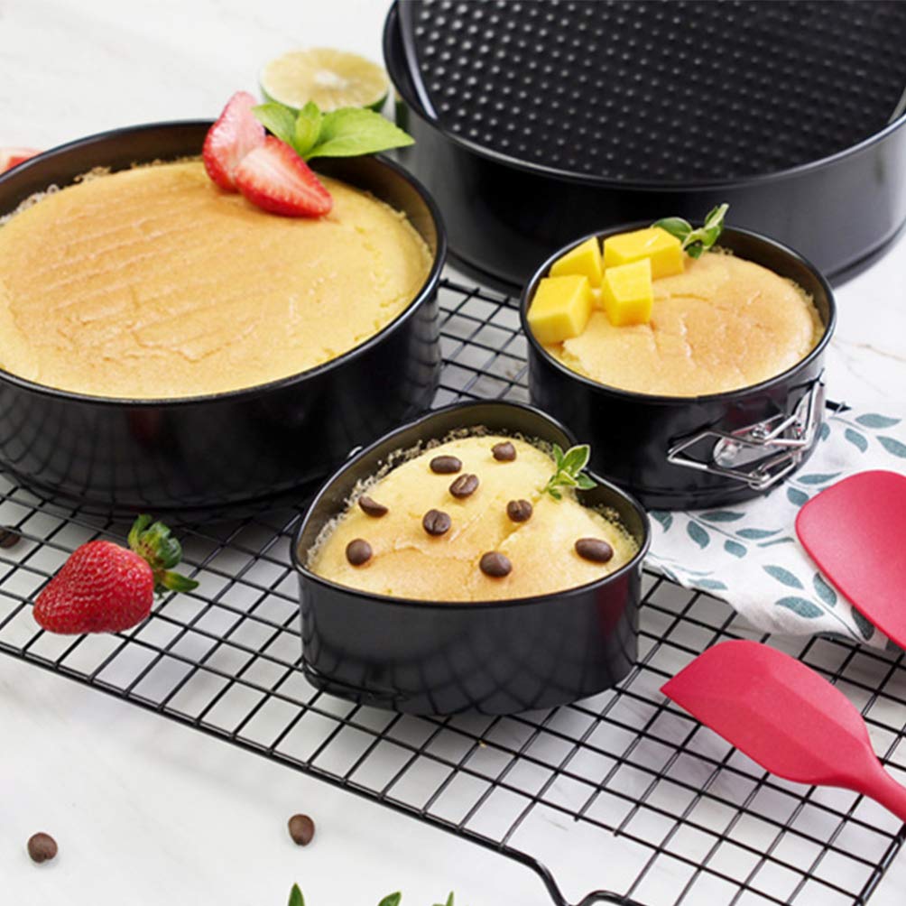 Happyyami Springform Cake Pan Heart Cheesecake Baking Pan Bread Mold Latch Baking Tray Bakeware for DIY Chef Kitchen 4 Inches
