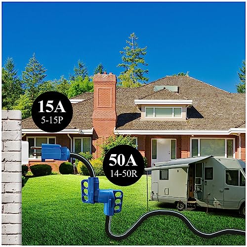 50 Amp Rv To 15 Amp 110V Adapter Power Cord Nema 5-15P 15 Amp Male Plug To 14-50R 50 Amp Female Receptacle For Plugging 50 Amp Rv Into House’s 120-Volt Electrical Outlet,Rated For 15A/125V,12-Inch #TOP6