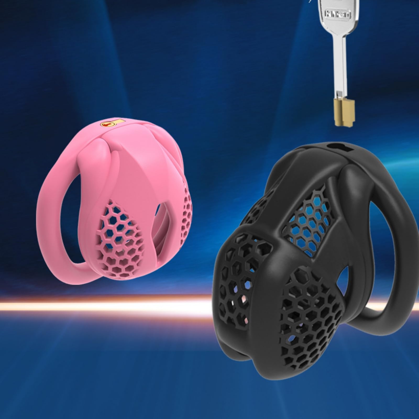 Hdynasty Petite Cage de sécurité verrouillable en nid d'abeille pour Hommes, ventilée et Respirante, avec Quatre Anneaux Plats Fixes