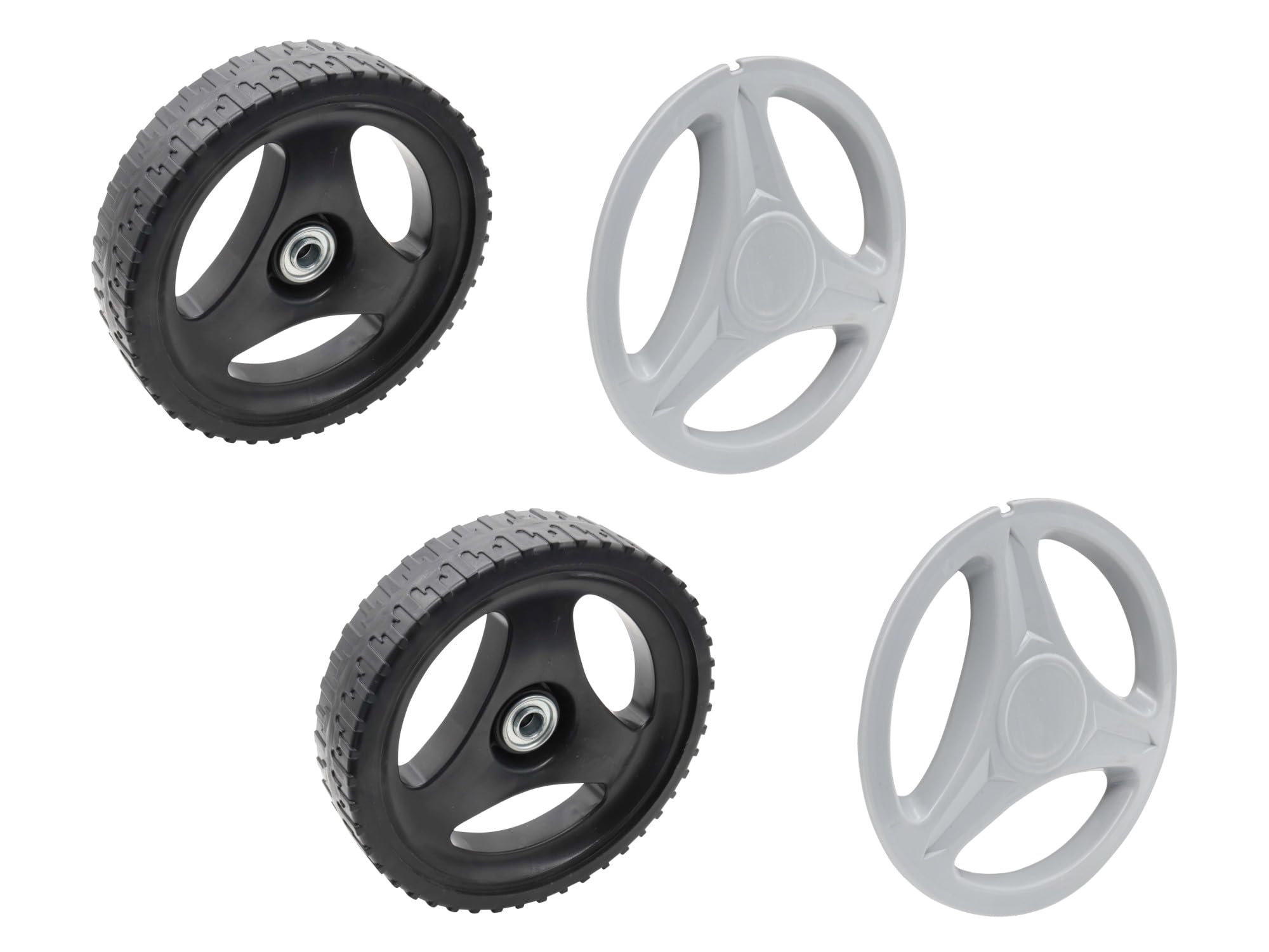SECURA 2x Roue arrière avec enjoliveur compatible avec Scheppach MS132-42 SE Tondeuse à gazon