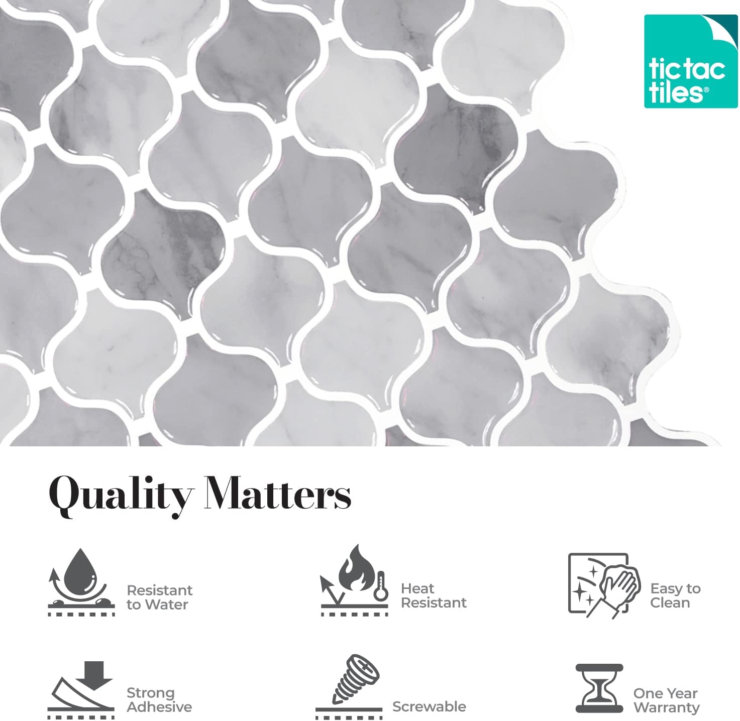 Tic Tac Tiles 12" x 12" Peel and Stick Self Adhesive Removable Stick On Kitchen Backsplash Bathroom 3D Wall Sticker Wallpaper Tiles in Damask Designs (5)