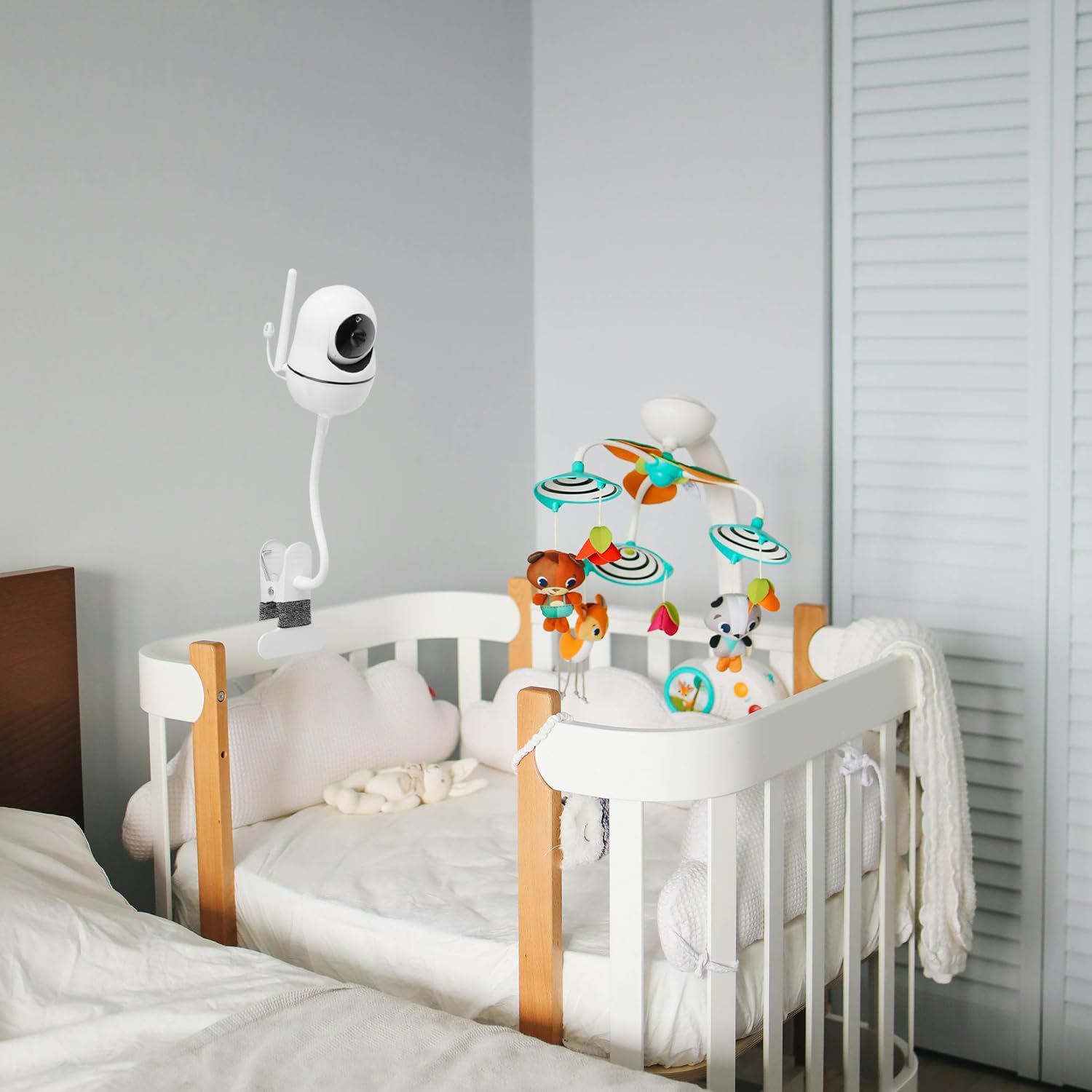 Elastyczny zacisk do monitorowania niemowląt kompatybilny z HelloBaby HB6550/HB65/HB66/HB248, ANMEATE SM935E, iFamily 43E, Kidsneed SM935, uchwyt na aparat Hellobaby bez narzędzi lub uszkodzeń ściany