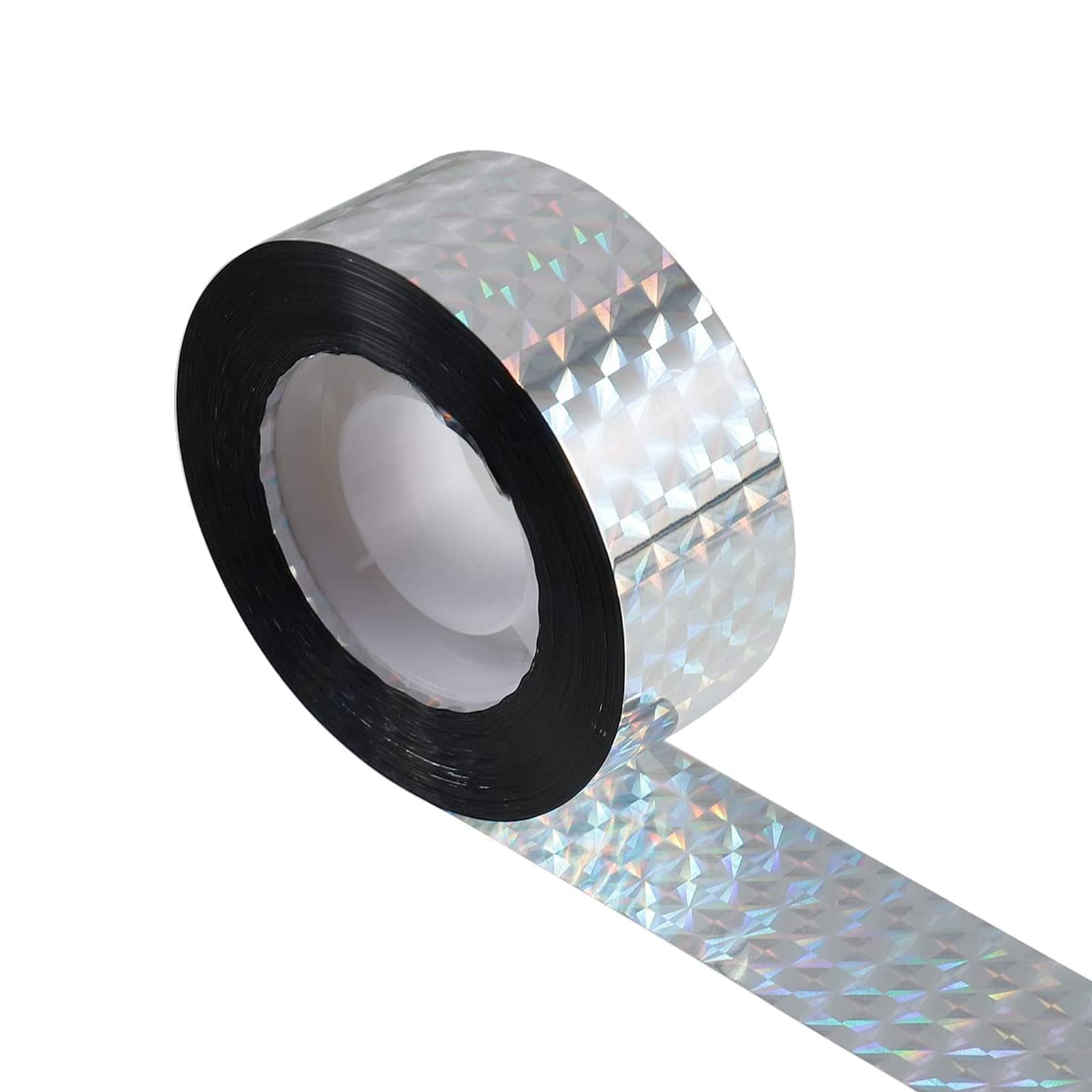 OPULENO Reflective Scare Tape, 1 Roll 4.5cm Glitter Deterrent Bird Scare Tape for Decorate Wedding Festival Protection Bird Belt (Silver)