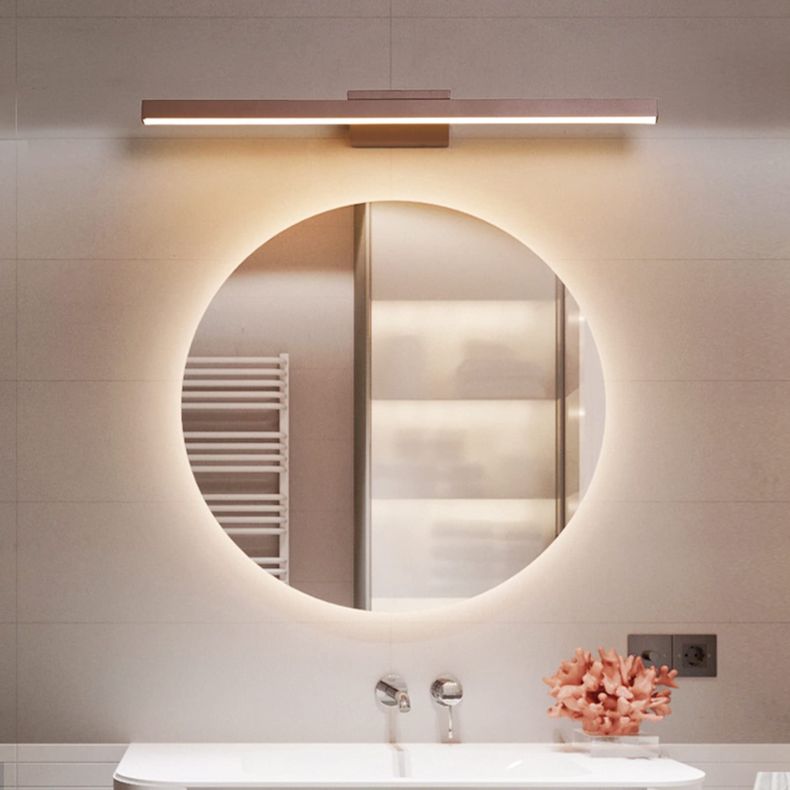Semplice 41/60/80/100/120 cm Luci anteriori a specchio Nordic Lunga striscia Camera da letto Toeletta Personalità creativa Bagno Nebbia impermeabile Lampada da parete a LED a risparmio energetico (80