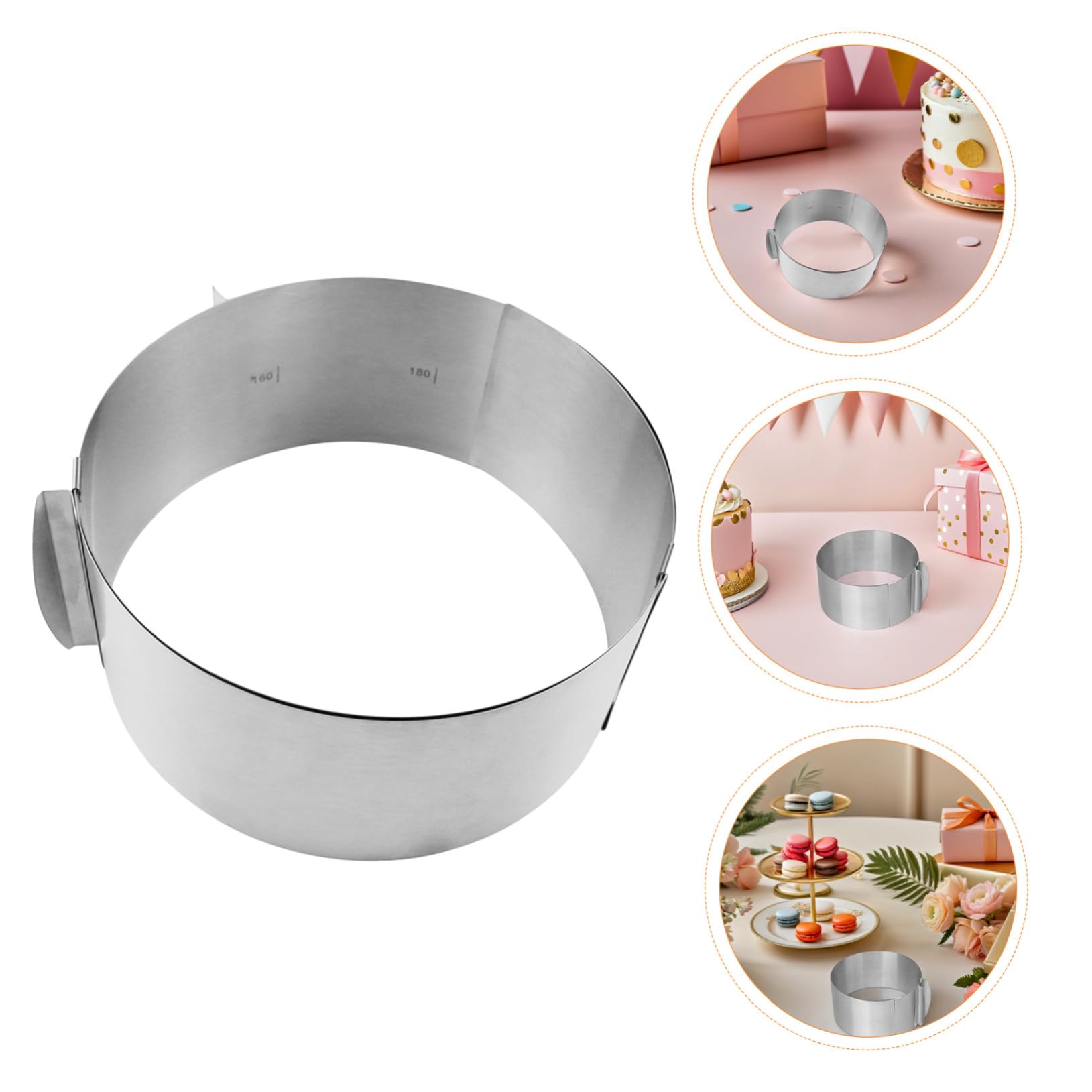 2 Stück Einstellbarer Edelstahl Tortenring Mousse Kuchenform Backform Rund Langlebig Stabil Leicht zu Reinigen für Mousse Tiramisu Dessert Kreative Tortenzubereitung