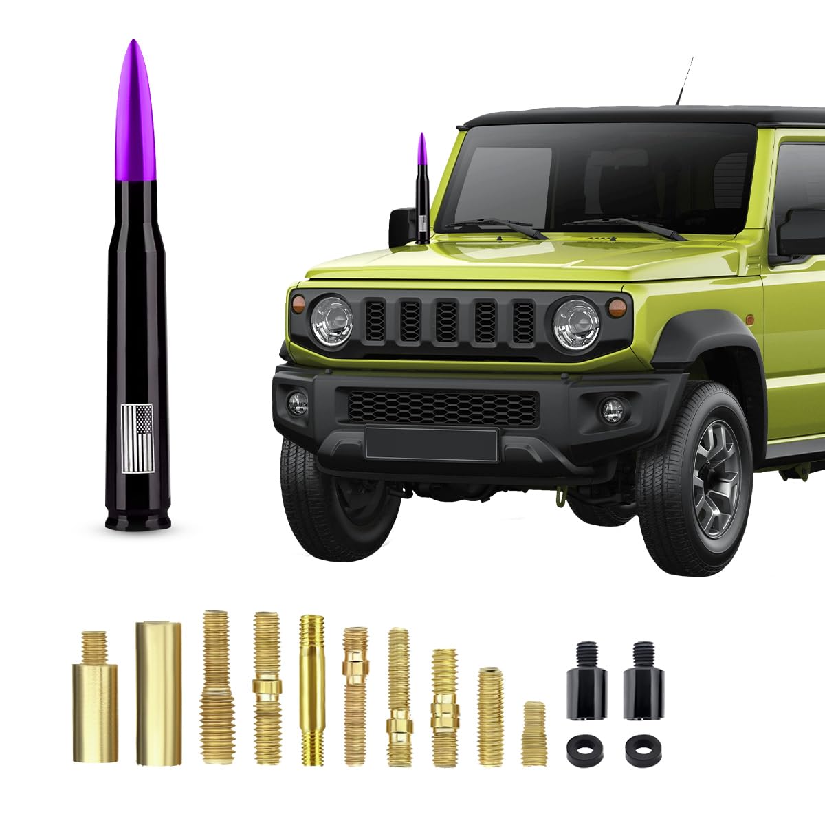 povtii Car Bullet Antenna, Automotive Short Antenna Mast Replacement, Vehicle AM/FM Radio Signal Antenna Toppers for Most Heavy Duty Pickup Trucks, Exterior Decor Car Accessories (Purple)