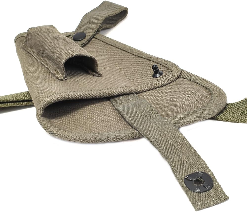 World War Supply OD M3 Canvas Shoulder Holster with Magazine Pouch fits USGI Colt M1911 .45