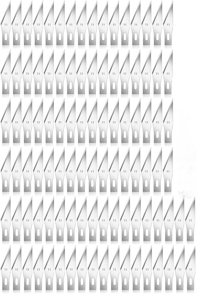 100 PCS #11 Hobby Knife Replacement Blades, Fine Point Precision Craft Blades for Art, Cutting, Carving and DIY Projects, with Storage Box
