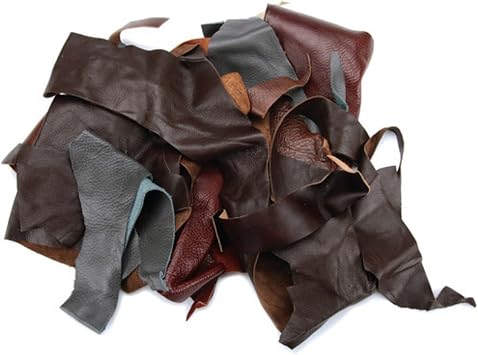 Reed Scraps - 2 Pound Leather from Garment Cutting Mostly Black Color, 2 lb.