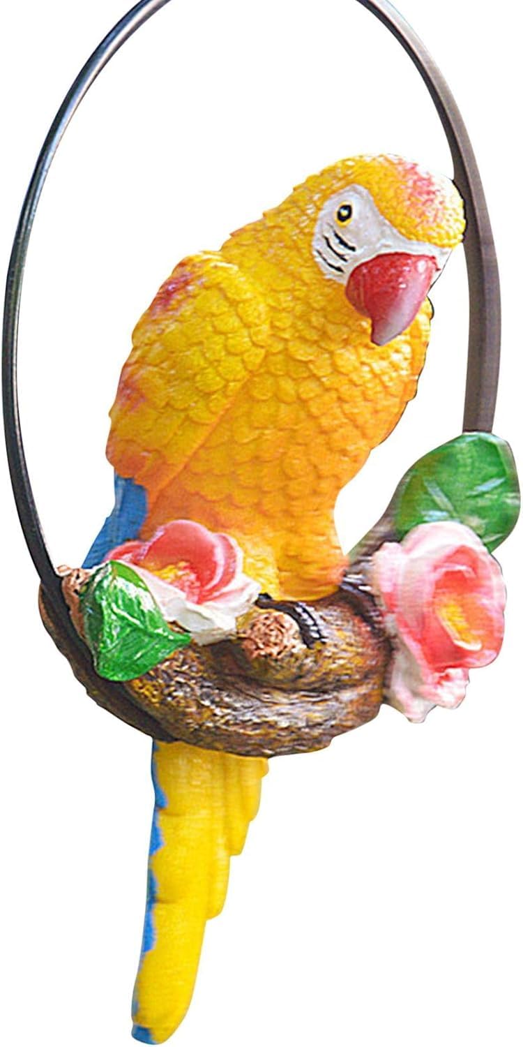 VHKJewE Parrot Decoration | Garden Sculpture Wall Decorations | Innovative Iron Ring Hanging Bird Statue